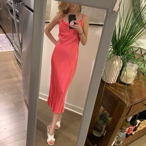 ZARA pink satin dress - low back & scoop neck